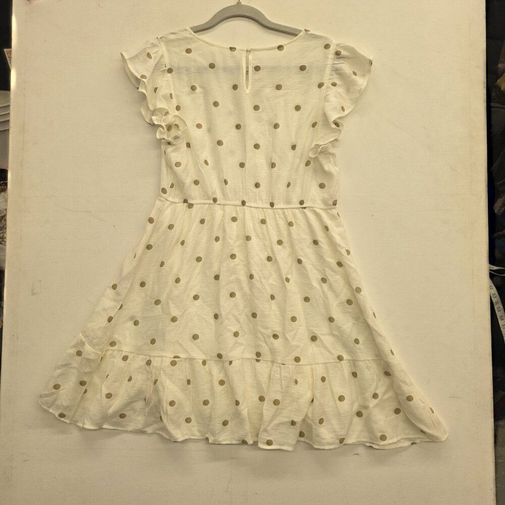 Mine White W/ Brown Polka Dots Knee Length Dress Size Small - Picture 2 of 9